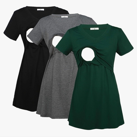 3/$25 Maternity Nursing Shirt, Black - Picture 2 of 3